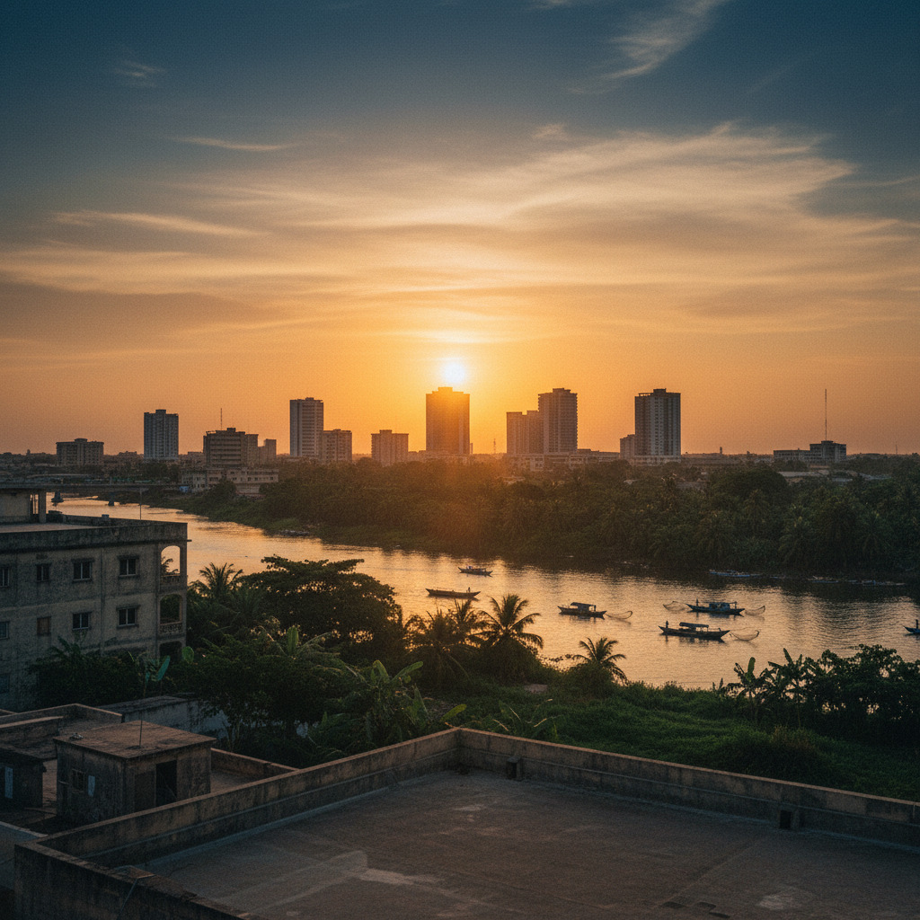 Port Harcourt waterfront at golden hour